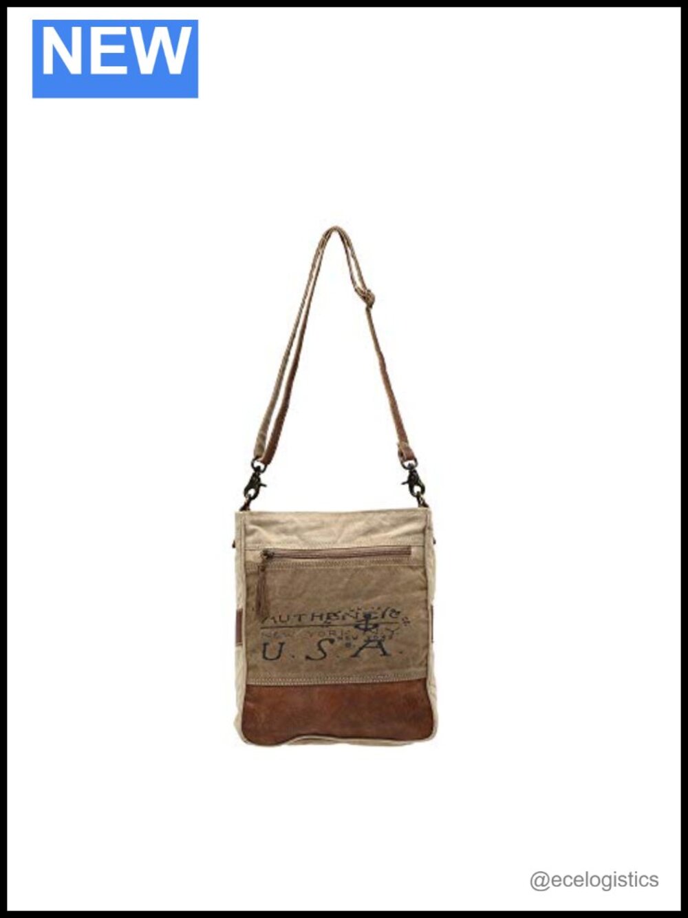 Western Canvas Purse with Buffalo Leather Strap
